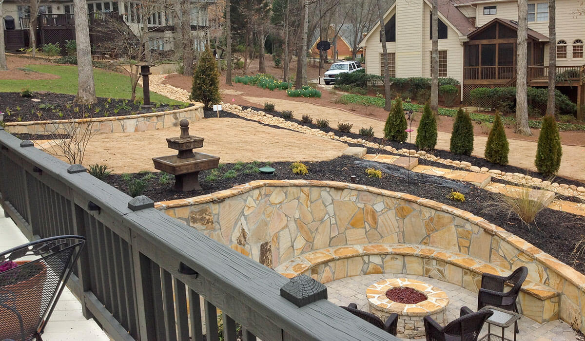 Outdoor makeover: Hardscaping with fire pit