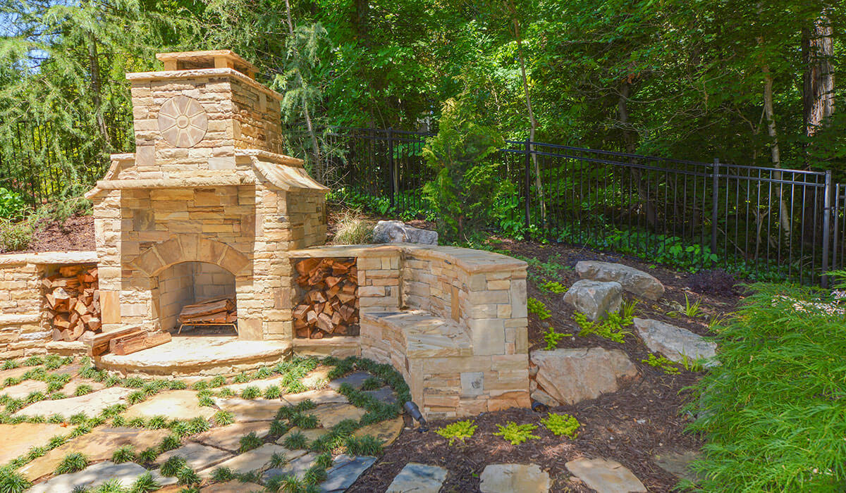 Outdoor makeover: Stone outdoor fire place