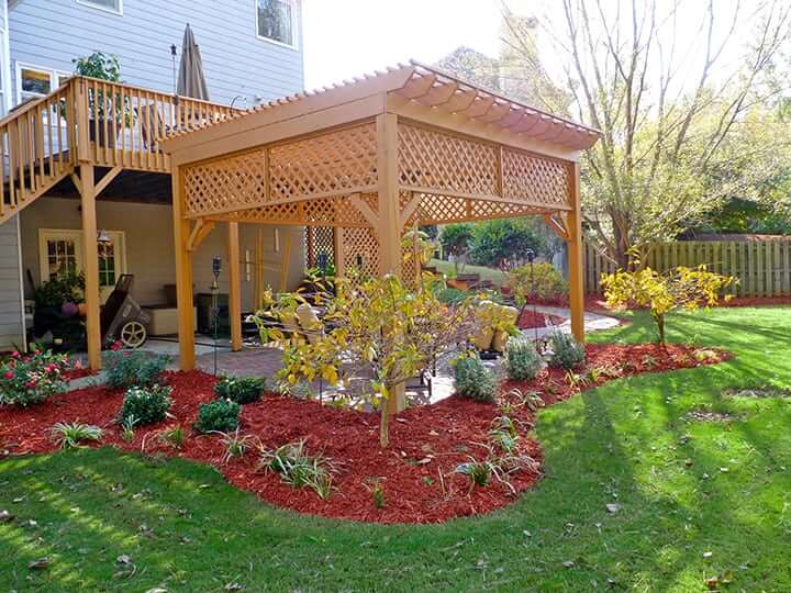 backyard pergola with architectural landscape design