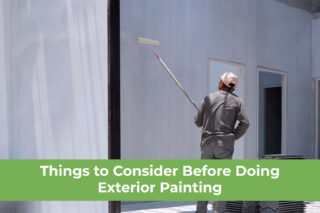 An article cover shows a person painting an exterior wall with a roller beneath the text Things to Consider Before Doing Exterior Painting.