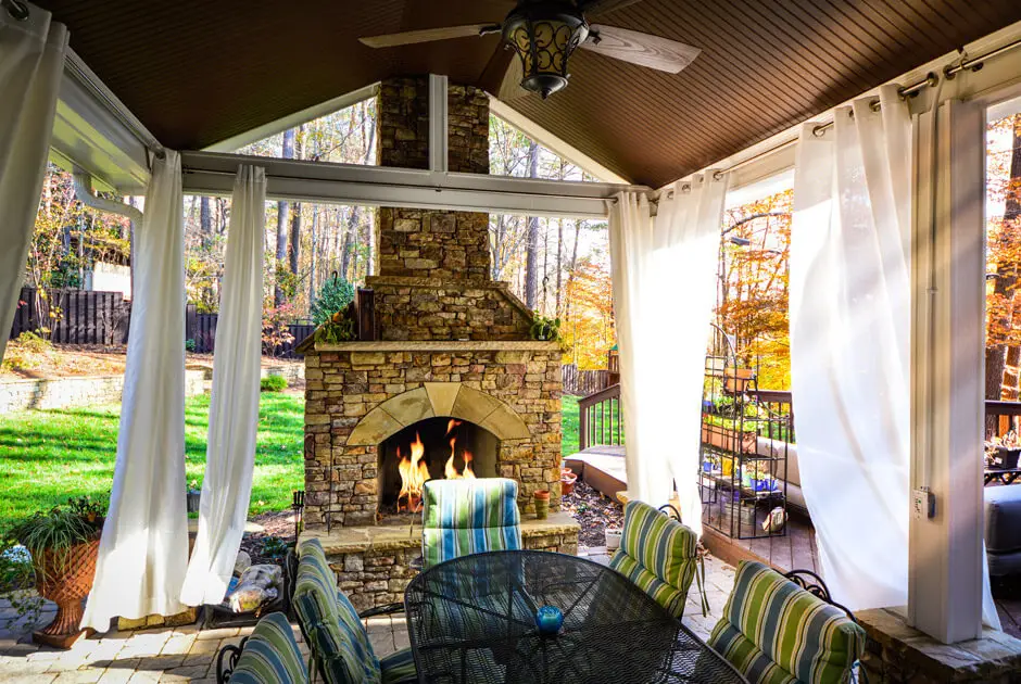 Outdoor Makeover : Covered-Patio-Fireplace