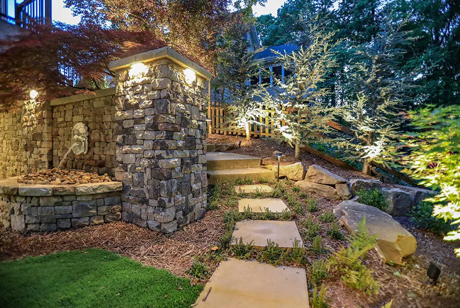 Outdoor Makeover :  Outdoor_Lighting_With_Water_Feature