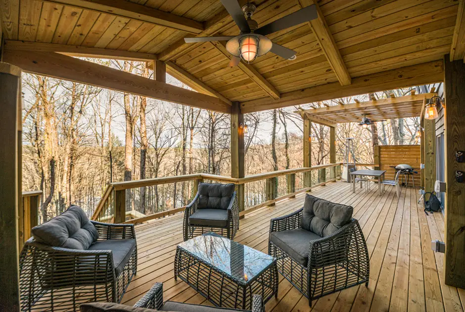 Outdoor Makeover: A-Large-Wooden-Deck-With-Porch-And-Pergola