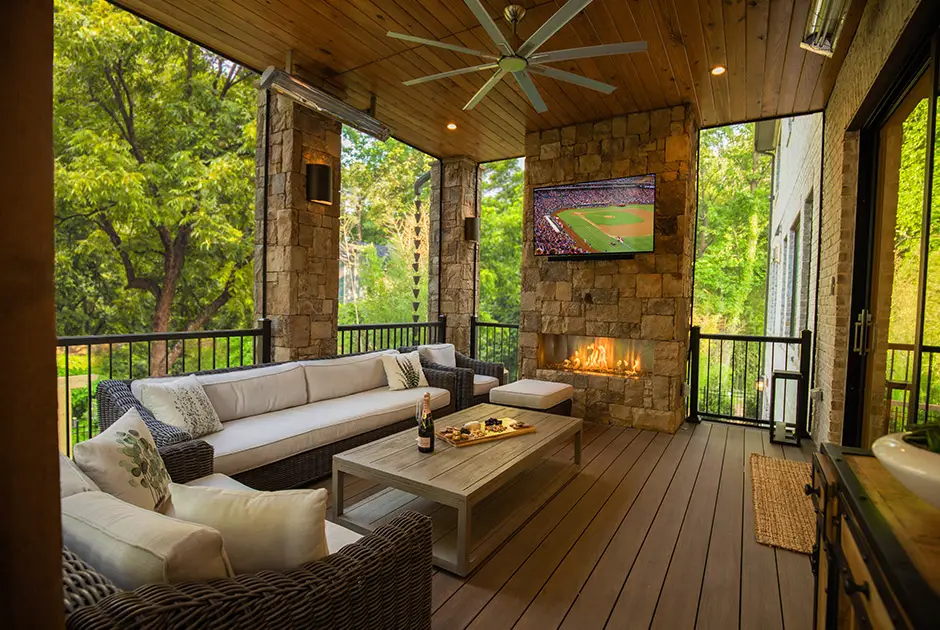 Outdoor Makeover: Covered-Deck-With-Fireplace-Ideas