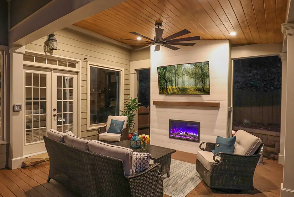 Outdoor Makeover: Outdoor-Covered-Deck-With-Fireplace-Ideas